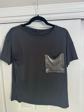 Zara Black Short Sleeve Crewneck Tee